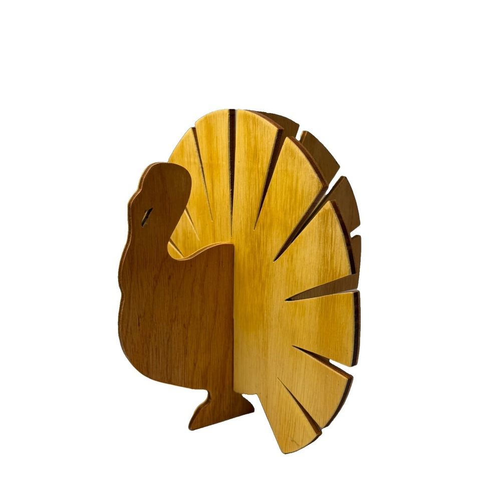 Thanksgiving Wooden Turkey Table Centerpiece, Figurine 8" Tall Vintage